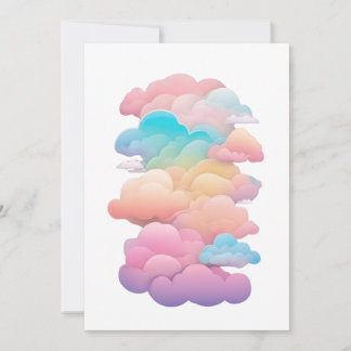 Clouds 5 pastels, rainbo colours, glowing clouds invitation