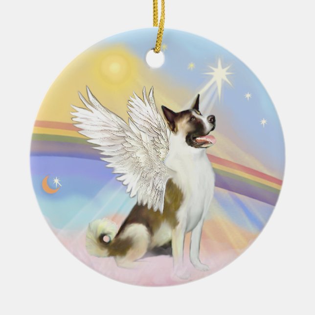 Clouds - Akita Angel Ceramic Ornament (Front)