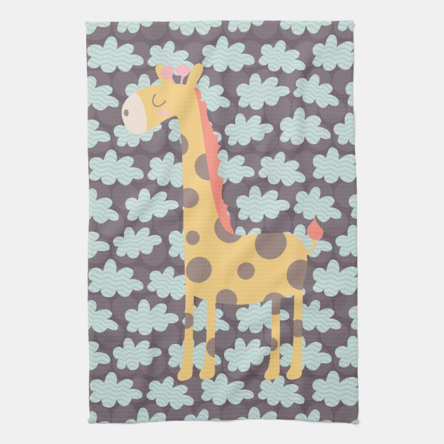 Clouds and Giraffes Kitchen Towel (Vertical)