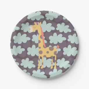 Clouds and Giraffes Paper Plate