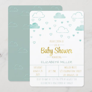 Clouds and Hearts Baby Sprinkle Baby Shower Invitation
