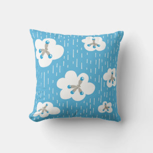 Clouds And Methane Molecules Pattern Blue Geek Throw Pillow