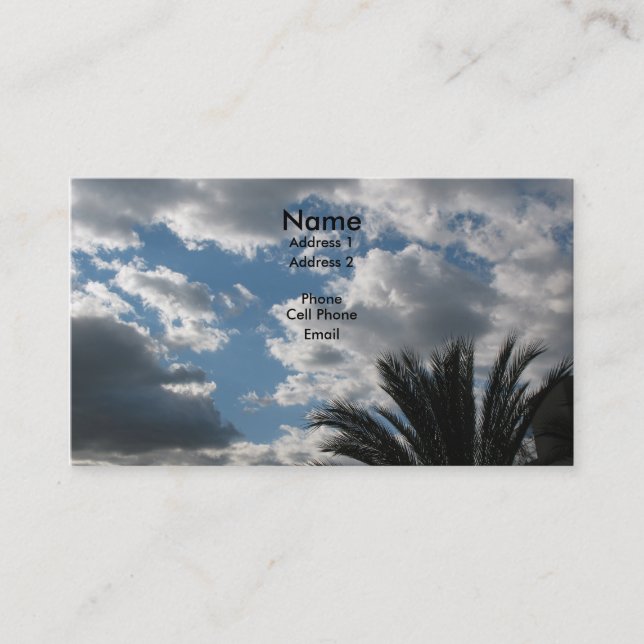 clouds and palm tree business card (Front)