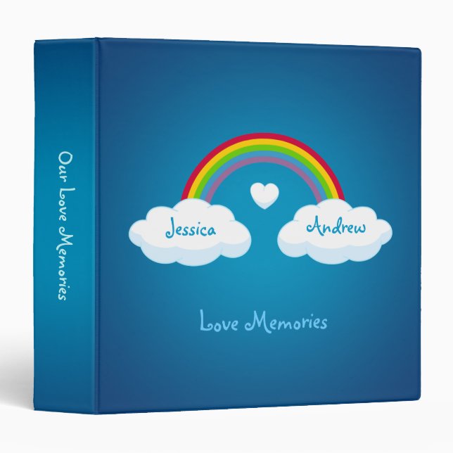 Clouds And Rainbow Love Wedding Binder (Front/Spine)