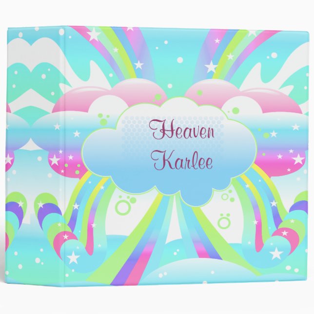 clouds and rainbow sky pastel notebook binder (Front/Spine)