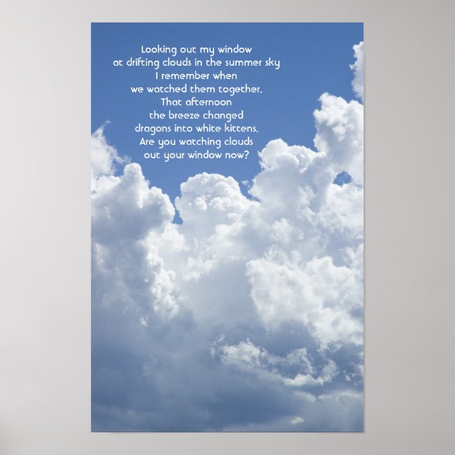 Clouds and Summer Sky Missing You Poem Poster (Front)