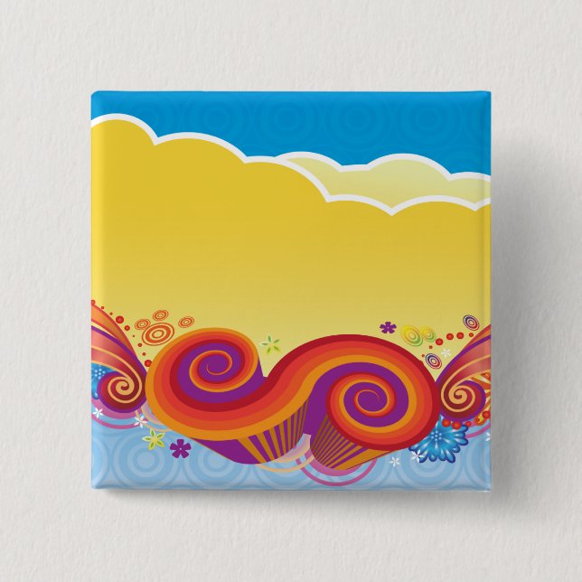 clouds and swirls 2 inch square button (Front)