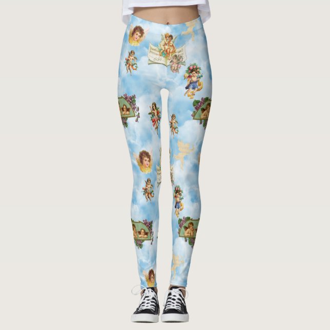 clouds angel cherubs leggings (Front)
