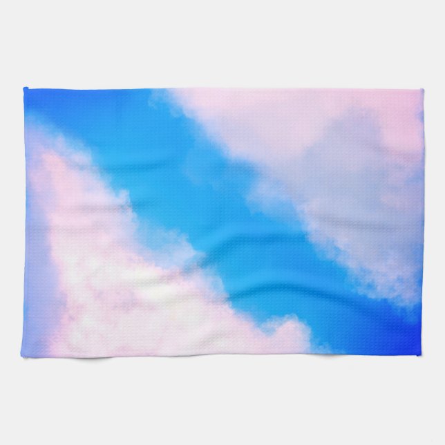 Clouds Apart - Blue w/Pinkish Clouds Kitchen Towel (Horizontal)