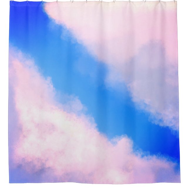Clouds Apart -Blue w/Pinkish Clouds Shower Curtain (Front)