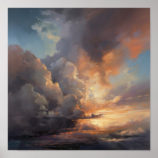 Clouds At Dawn Painting Art Print Poster (Front)
