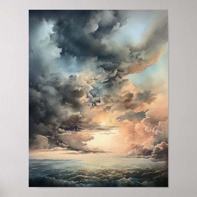 Clouds At Dawn Painting Art Print Poster (Front)