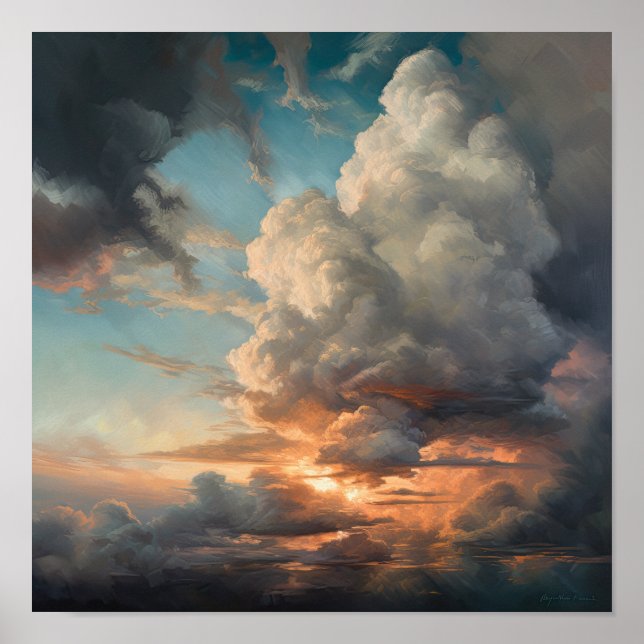 Clouds At Dawn Painting Art Print Poster (Front)