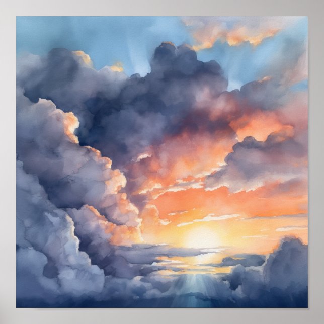 Clouds At Dawn Painting Art Print Poster (Front)
