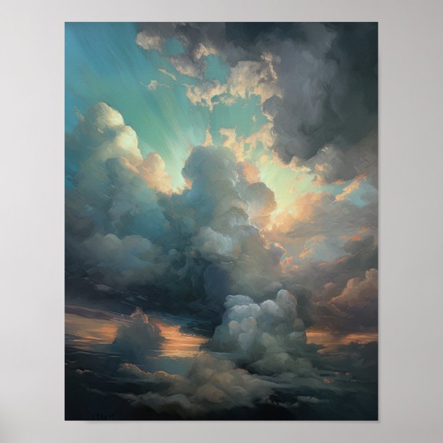 Clouds At Dawn Painting Art Print Poster (Front)