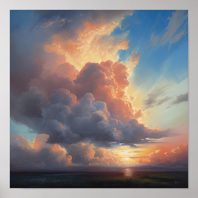 Clouds At Dawn Painting Art Print Poster (Front)