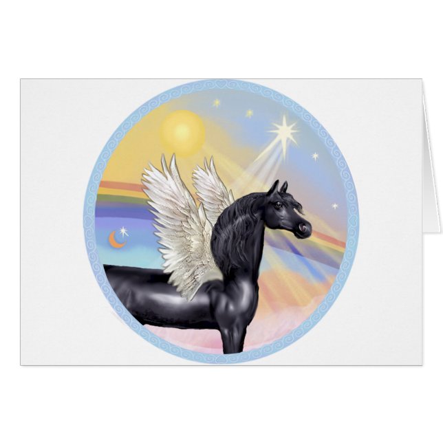 Clouds - Black Arabian Horse Angel (Front Horizontal)