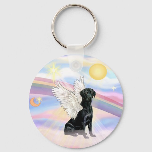 Clouds - Black Labrador Retriever Angel Keychain (Front)
