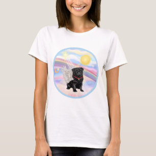 Clouds - Black Pug Angel T-Shirt