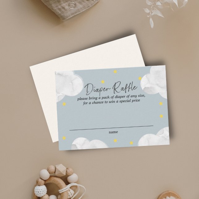  Clouds Blue Grey Boy Baby Shower Diaper Raffle Business Card (Creator Uploaded)