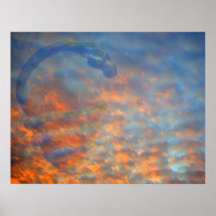Clouds Blue Orange Mackeral Serpent Poster