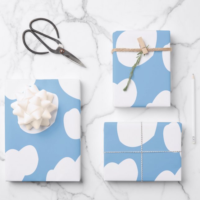 Clouds Blue Sky Clouds Wrapping Paper Sheet (Front)