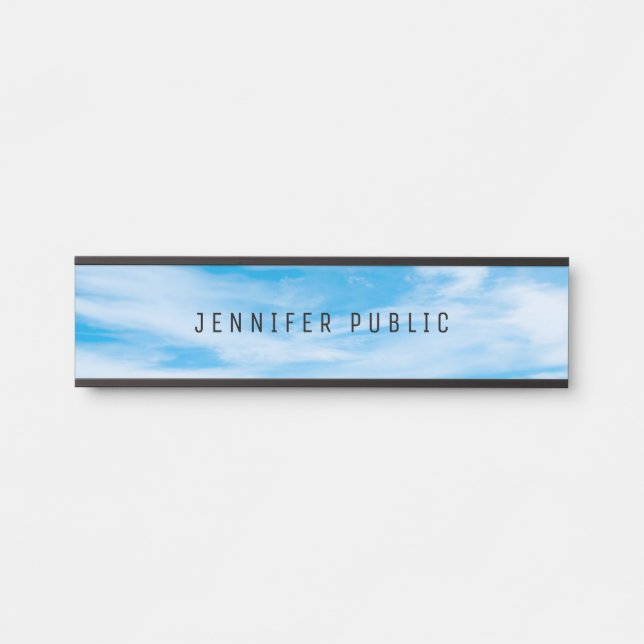 Clouds Blue Sky Modern Simple Elegant Template Door Sign (Front)