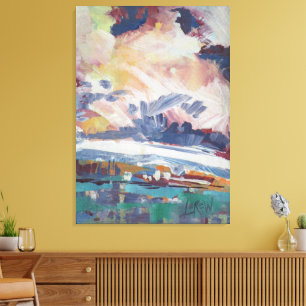 Clouds Building Painting / Artist Larry Lerew Canvas Print