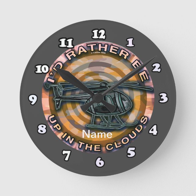 Clouds Camo Helicopter Clock (Front)