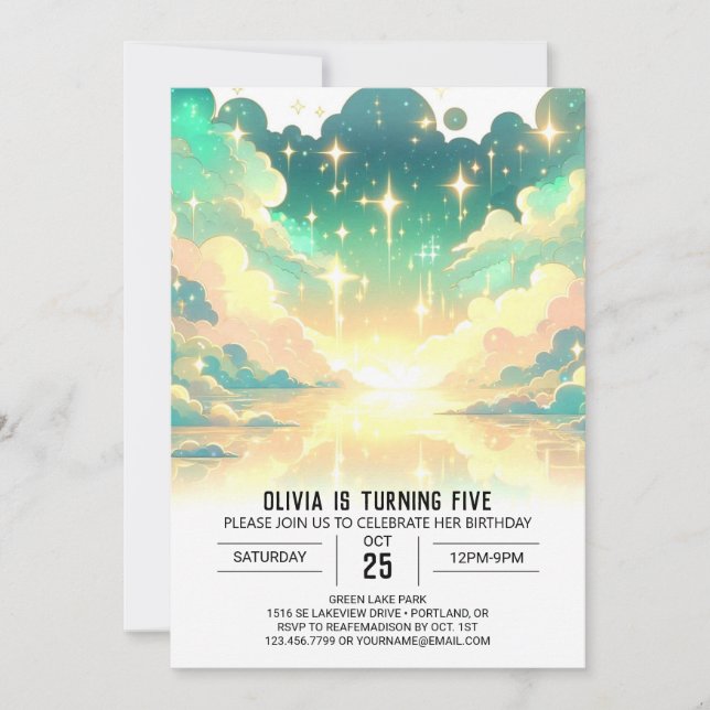 Clouds Celestial Digital Birthday Invitation (Front)