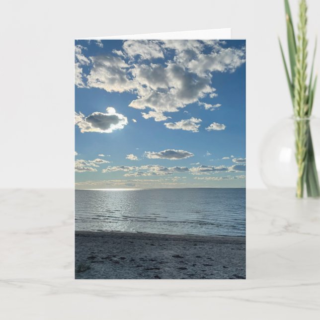 Clouds Cloudy Blue Sky Empty Beach  Card (Front)