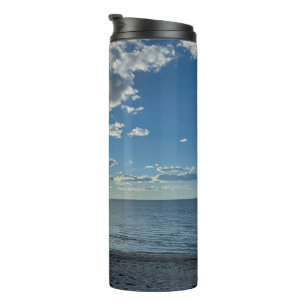 Clouds Cloudy Blue Sky Empty Beach  Thermal Tumbler