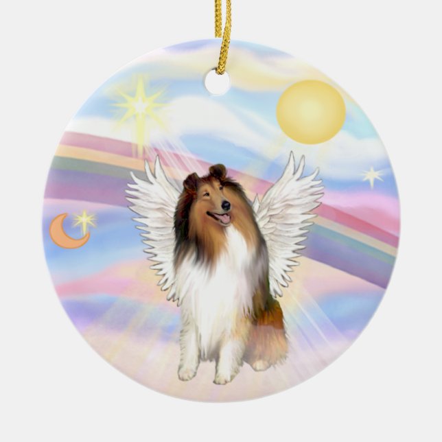 Clouds - Collie (Sable-White) Ceramic Ornament (Front)