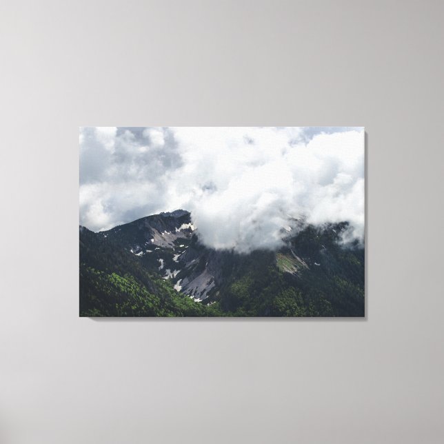 Clouds covering mountains canvas print (Front)