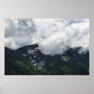 Clouds covering mountains poster
