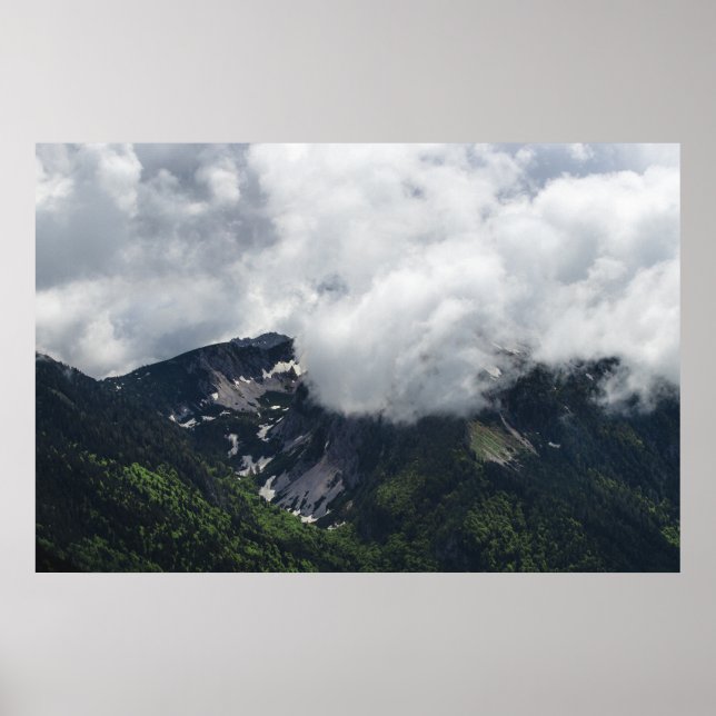 Clouds covering mountains poster (Front)