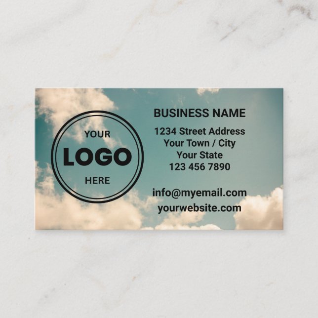Clouds Custom Logo QR Code Business Card (Front)