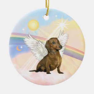 Clouds - Dachshund Angel (brown) Ceramic Ornament