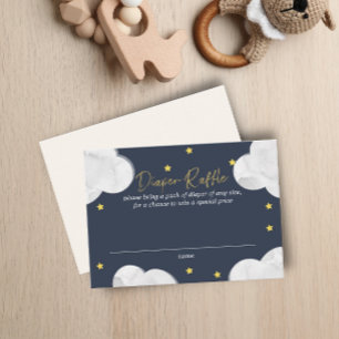 Clouds Dark Blue Boy Baby Shower Diaper Raffle Business Card