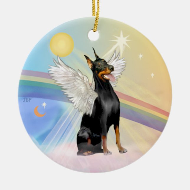 Clouds - Doberman Pinscher Ceramic Ornament (Front)