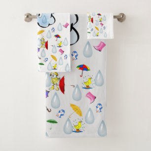 Clouds Ducks Rain Bathroom Towel Sets