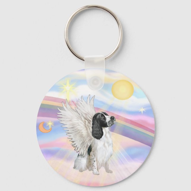 Clouds - English Springer Spaniel Angel Keychain (Front)