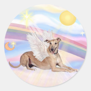 Clouds - Fawn Greyhound Angel (lying down) Classic Round Sticker