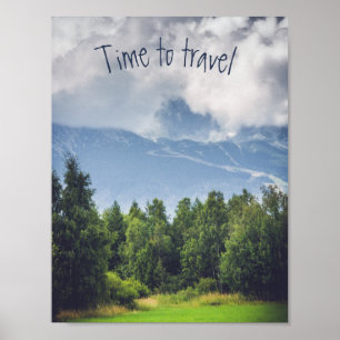 Clouds floating over mountains customizable poster
