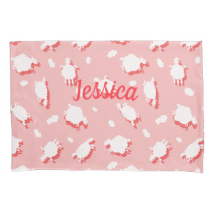 Clouds & Fluffy (Pink) Lambs Custom Pillowcase