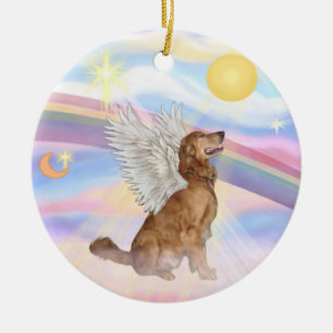 Clouds - Golden Retriever Angel Ceramic Ornament