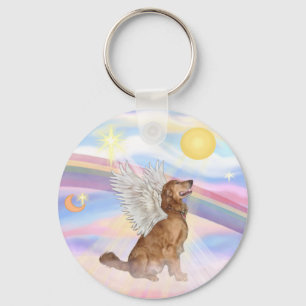 Clouds - Golden Retriever Angel (profile) Keychain