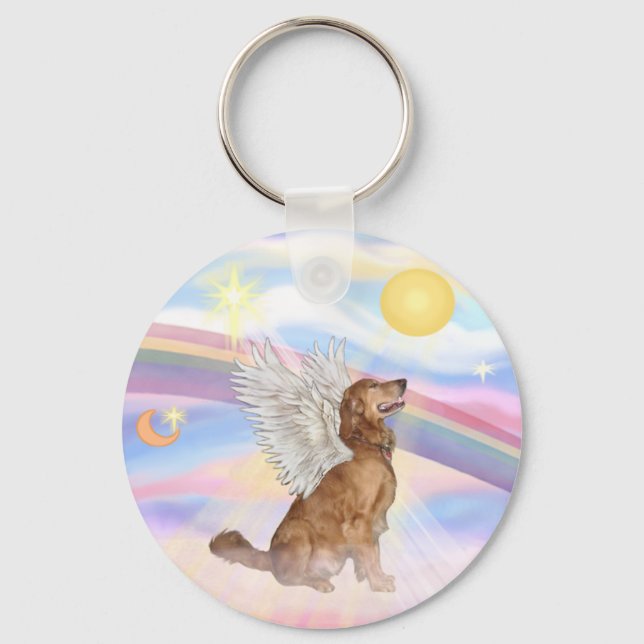 Clouds - Golden Retriever Angel (profile) Keychain (Front)
