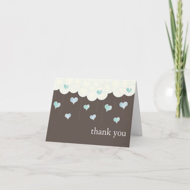 Clouds & Hearts Baby Girl Thank You Card (Front)