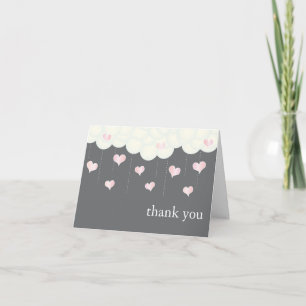 Clouds & Hearts Baby Girl Thank You Card